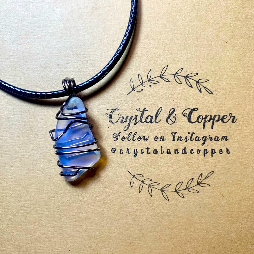Handmade Opalite Wire Spiral Necklace - NWT